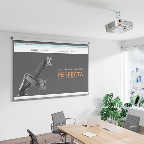 AISENS - SOPORTE UNIVERSAL GIRATORIO, INCLINABLE DE TECHO PARA PROYECTOR 13.5KG, BLANCO