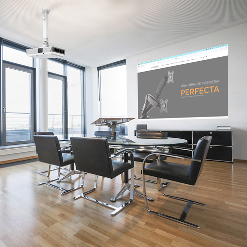 AISENS - SOPORTE UNIVERSAL GIRATORIO, INCLINABLE Y EXTENSIBLE DE TECHO PARA PROYECTOR 13.5KG, BLANCO