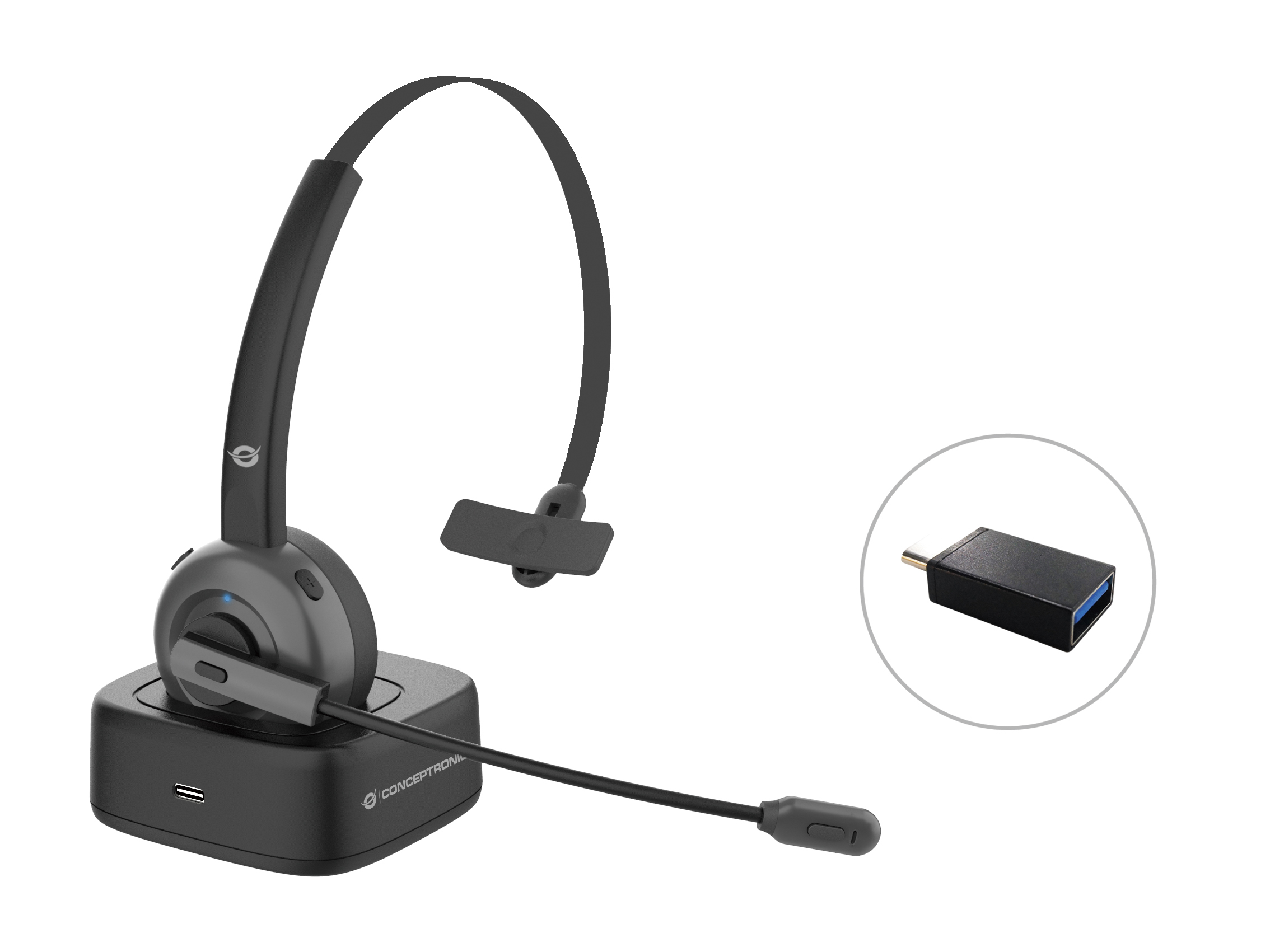 CONCEPTRONIC AURICULAR  BLUETOOTH 5.0 CON BASE DE CARGA POLONA03BD
