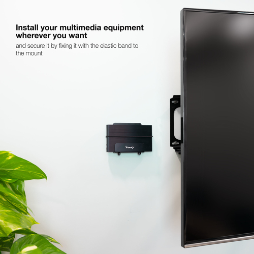 TOOQ SOPORTE UNIVERSAL DE PARED PARA REPRODCUTOR MULTIMEDIA, ROUTER, MINI PC, NEGRO