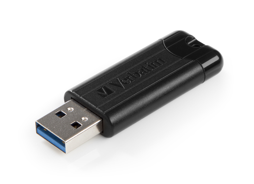 VERBATIM PENDRIVE PINSTRIPE 64GB HIGH SPEED RETRACTIL USB 3.2 NEGRO