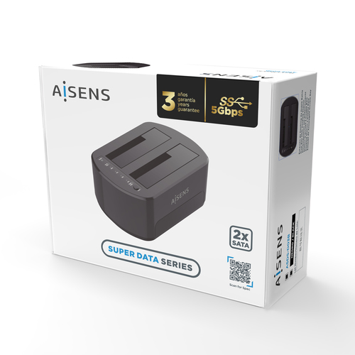 AISENS - ESTACION DE DOCKING DE DOBLE BAHIA ASDS-D03B SATA 2.5/3.5 A USB 3.0/3.1 GEN1, CLONE, BLANCA