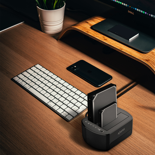 AISENS - ESTACION DE DOCKING DE DOBLE BAHIA ASDS-D03B SATA 2.5/3.5 A USB 3.0/3.1 GEN1, CLONE, BLANCA