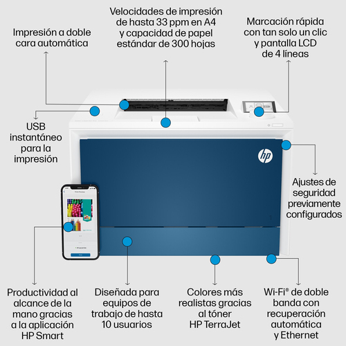 HP Impresora laser color LaserJet Pro 4202dw