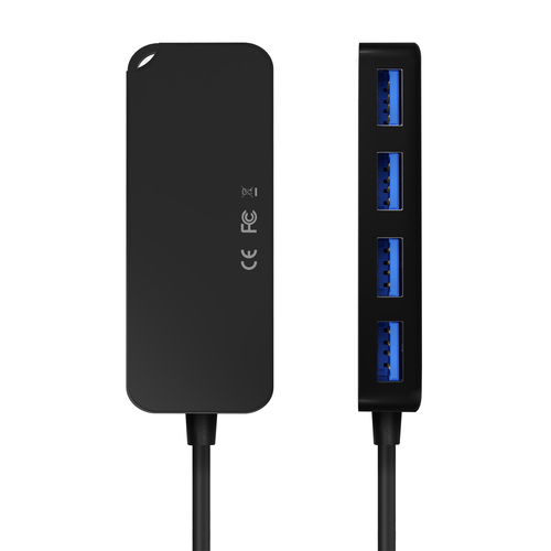 AISENS - HUB USB 3.0, TIPO A/M-4XTIPO A/H, NEGRO, 60CM