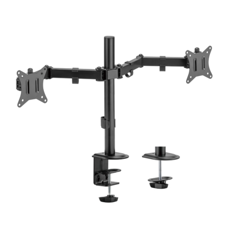 AISENS - SOPORTE DE MESA ECO GIRATORIO E INCLINABLE PARA 9KG (3 PIVOTES, 2 BRAZOS) DE 17-32, NEGRO