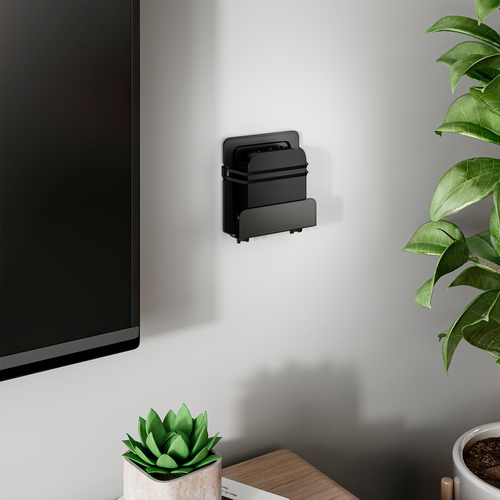 AISENS - SOPORTE UNIVERSAL DE PARED PARA MINI PC, ROUTER, NEGRO