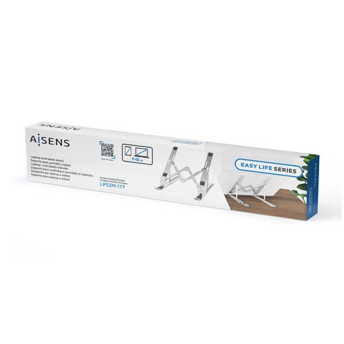 AISENS - SOPORTE DE SOBREMESA AJUSTABLE PARA PORTATIL / TABLET, PLATA