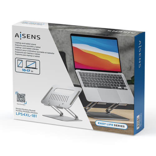 AISENS - SOPORTE DE SOBREMESA XL 10-17 AJUSTABLE PARA PORTATIL / TABLET, PLATA