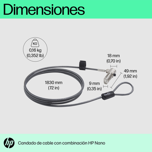 HP Cable antirrobo de COMBINACION NANO