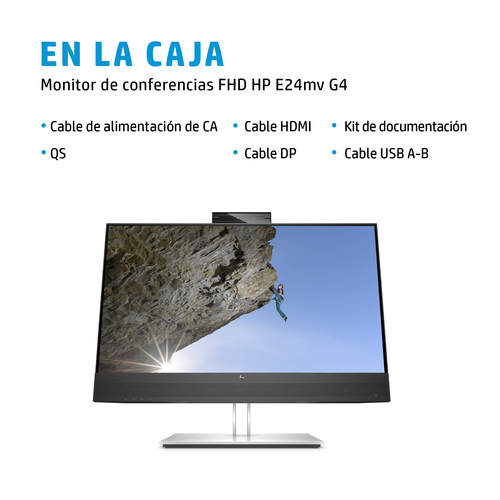 HP Monitor E24mv G4 / 23,8" / FHD / VGA-HDMI-DisplayPort-USB(A) / Regulable Altura / Webcam