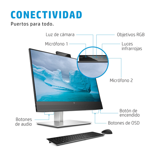 HP Monitor E24mv G4 / 23,8" / FHD / VGA-HDMI-DisplayPort-USB(A) / Regulable Altura / Webcam
