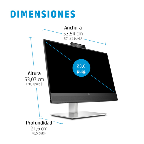 HP Monitor E24mv G4 / 23,8" / FHD / VGA-HDMI-DisplayPort-USB(A) / Regulable Altura / Webcam