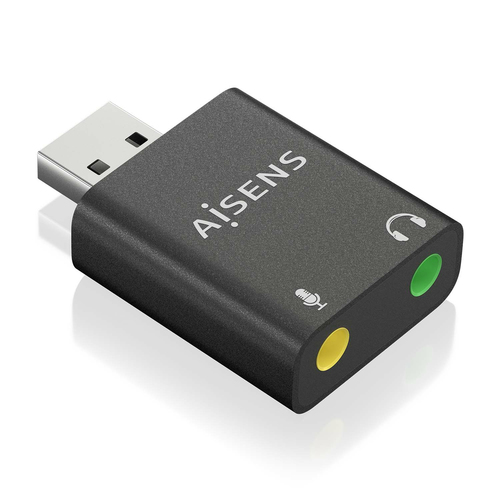 AISENS - CONVERSOR USB-A A AUDIO 48KHz, USB-A/M-2xJACK 3.5/H, NEGRO