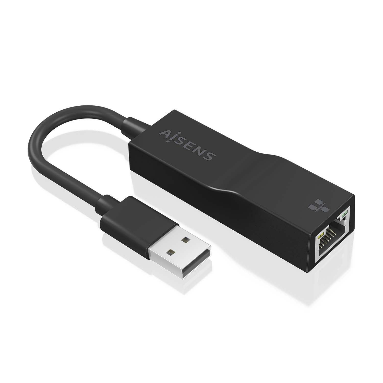 AISENS - CONVERSOR USB 3.0 A ETHERNET GIGABIT 10/100/1000 MBPS, NEGRO, 15CM