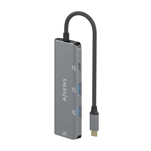 AISENS - HUB USB 3.2 GEN2 10G USB-C, USB-C/M-1xUSB-C/H-3xUSB-A/H, GRIS, 15CM