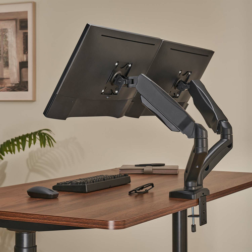 AISENS - SOPORTE DE MESA PRO CONTRAPESO GIRATORIO E INCLINABLE PARA MONITOR/TV 9KG (3 PIVOTES, 2 BRAZOS) DE 17-32, NEGRO