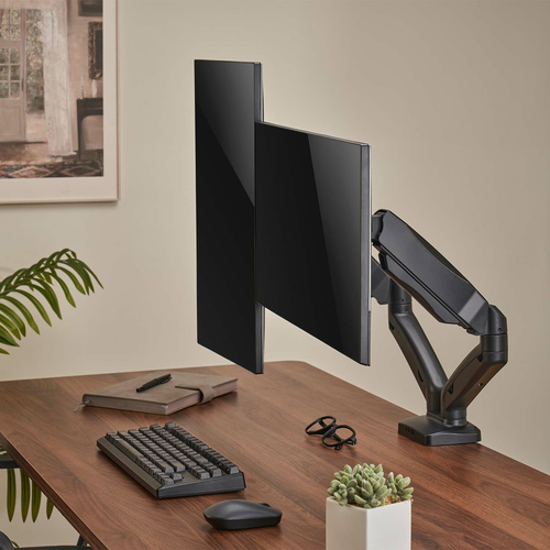 AISENS - SOPORTE DE MESA PRO CONTRAPESO GIRATORIO E INCLINABLE PARA MONITOR/TV 9KG (3 PIVOTES, 2 BRAZOS) DE 17-32, NEGRO