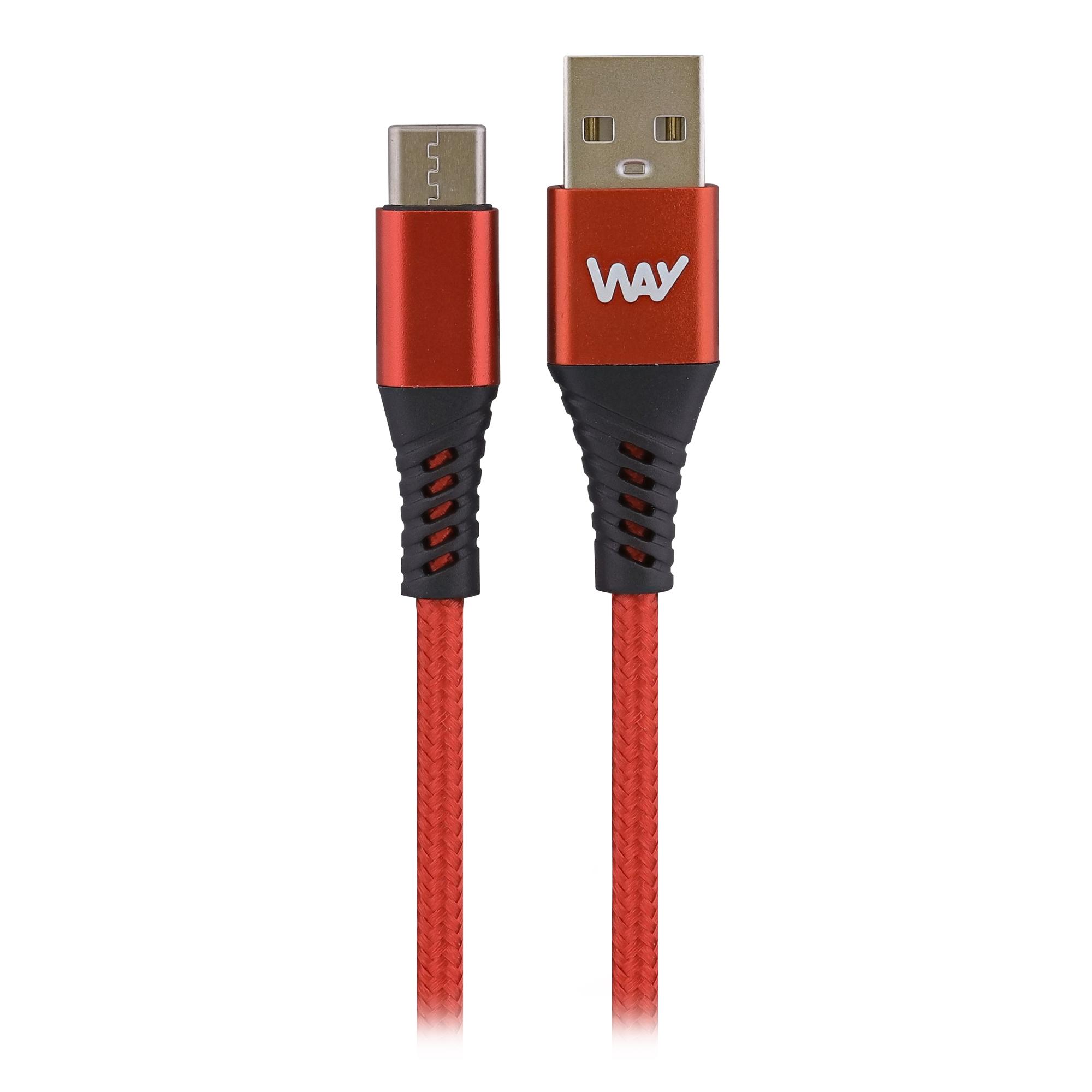 TNB WAY - Cable de carga y sincronización USB/USB-C de 2 m - Rojo