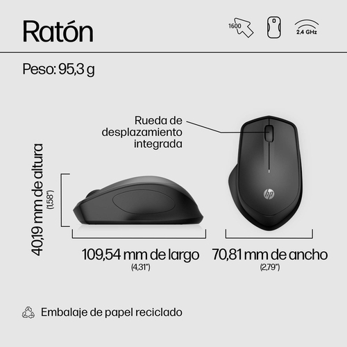 HP Raton 280 SILENCIOSO inalambrico