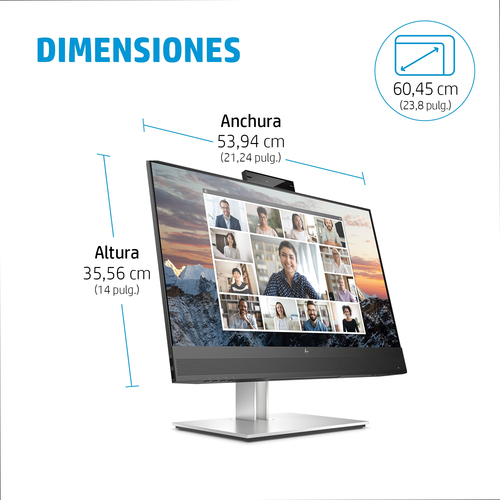 HP Monitor E24m G4 / 23,8" / FHD / HDMI-DisplayPort-USB(A)-USB(C) / Regulable Altura / Webcam