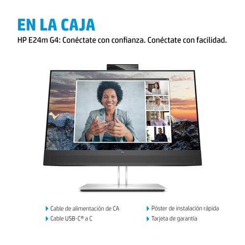 HP Monitor E24m G4 / 23,8" / FHD / HDMI-DisplayPort-USB(A)-USB(C) / Regulable Altura / Webcam