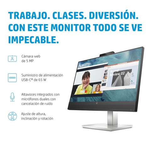 HP Monitor E24m G4 / 23,8" / FHD / HDMI-DisplayPort-USB(A)-USB(C) / Regulable Altura / Webcam