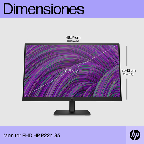 HP Monitor P22h G5 / 21,5" / FHD / VGA-HDMI-DisplayPort / Regulable Altura