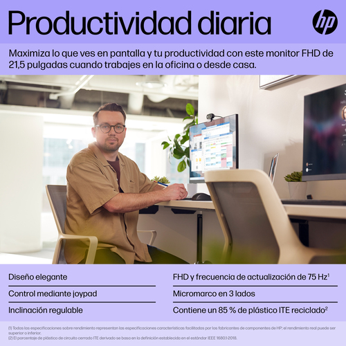 HP Monitor P22h G5 / 21,5" / FHD / VGA-HDMI-DisplayPort / Regulable Altura