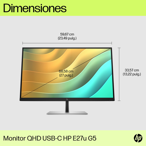 HP Monitor E27u G5 / 27" / QHD / HDMI-DisplayPort-USB(A)-USB(C) / Regulable Altura