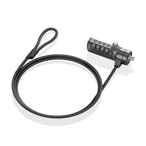 AISENS - CABLE DE SEGURIDAD CON CERRADURA DE COMBINACION PARA ORDENADOR, MONITOR, PORTATIL 1.5M