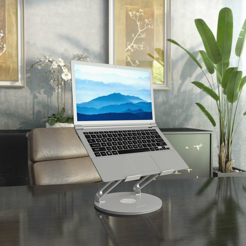 AISENS - SOPORTE DE SOBREMESA XL GIRATORIO AJUSTABLE PARA PORTATIL / TABLET 10-17, PLATA