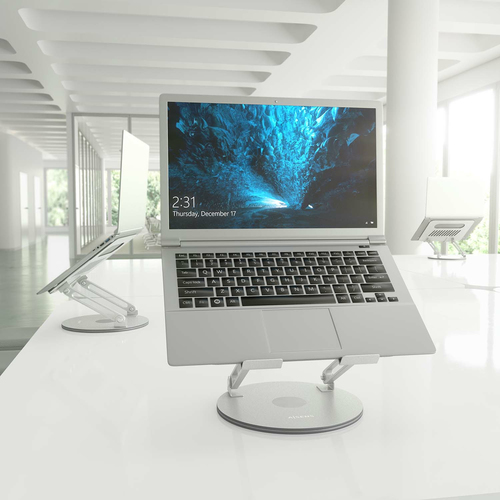 AISENS - SOPORTE DE SOBREMESA XL GIRATORIO AJUSTABLE PARA PORTATIL / TABLET 10-17, PLATA