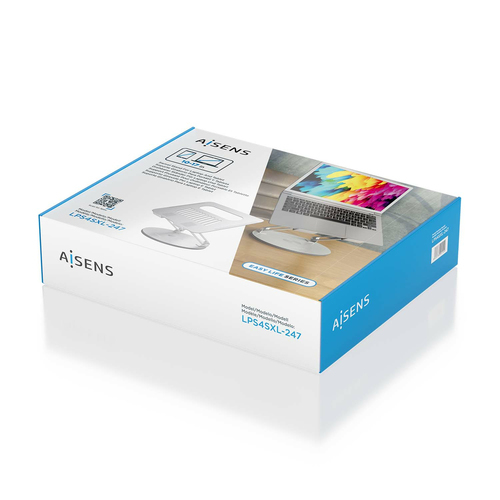 AISENS - SOPORTE DE SOBREMESA XL GIRATORIO AJUSTABLE PARA PORTATIL / TABLET 10-17, PLATA