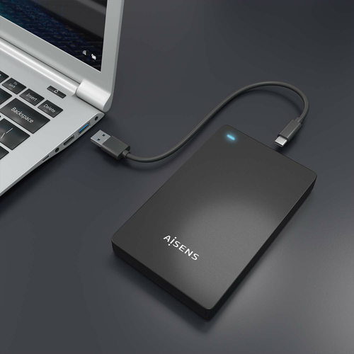AISENS - CAJA EXTERNA 2,5  9.5MM SATA A USB-C USB3.1 GEN1, NEGRA
