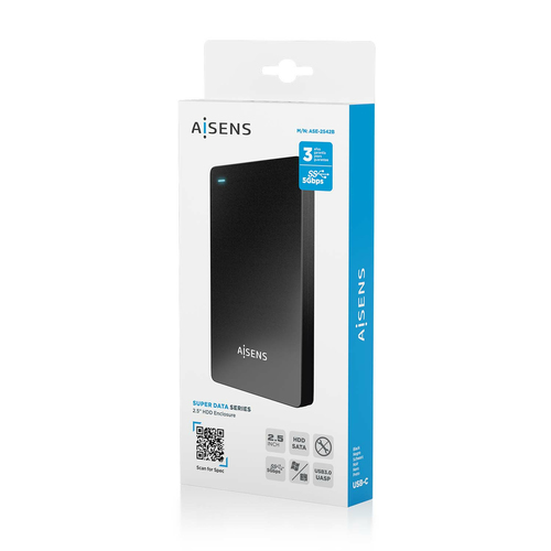 AISENS - CAJA EXTERNA 2,5  9.5MM SATA A USB-C USB3.1 GEN1, NEGRA