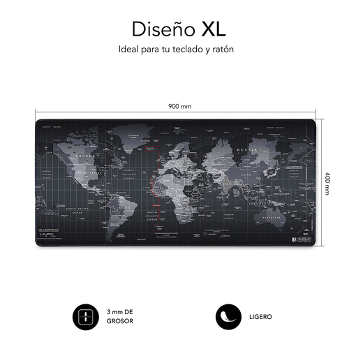 SUBBLIM Alfombrilla Mousepad World XL