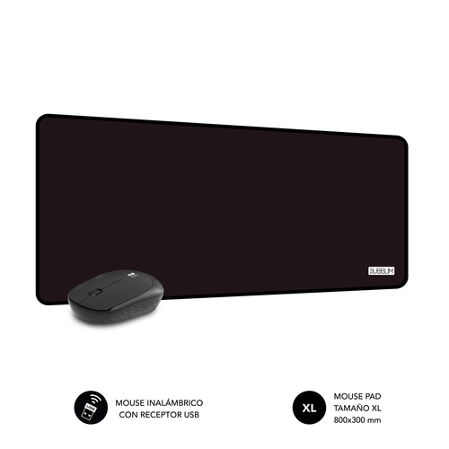 SUBBLIM Harmony Pack Mousepad XL + Wireless Mouse Black