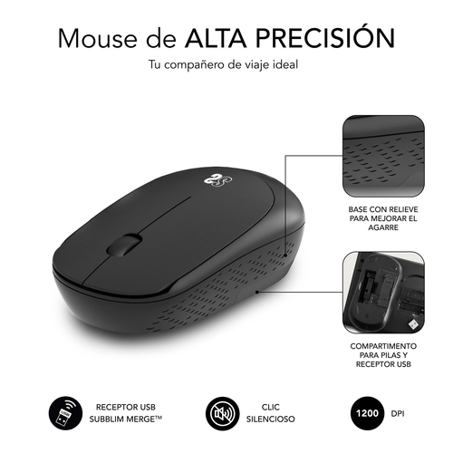 SUBBLIM Harmony Pack Mousepad XL + Wireless Mouse Black