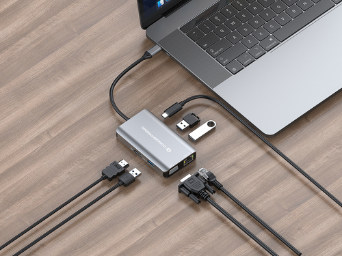 Conceptronic Docking USB-C 7in1 1xHDMI 4K  1xVGA 3xUSB-A 3.0 1xRJ45 Gigabit 1xUSB-C Alimentacion 100W