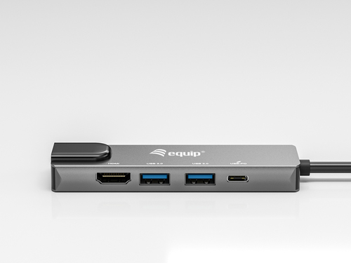 Equip Docking USB-C 5in1 USB-C 1xHDMI 4K/30Hz 2xUSB-C 1xRJ45 Gibabit 1xUSB-C Alimentacion 100WCable 25cm Carcasa Aluminio