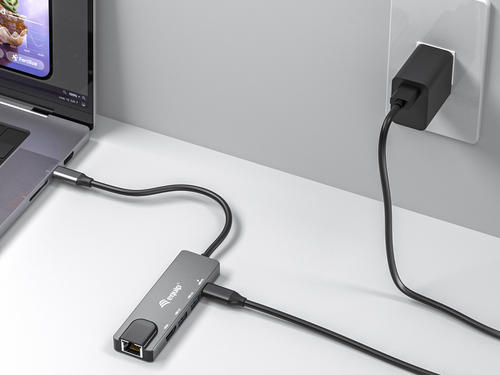 Equip Docking USB-C 5in1 USB-C 1xHDMI 4K/30Hz 2xUSB-C 1xRJ45 Gibabit 1xUSB-C Alimentacion 100WCable 25cm Carcasa Aluminio