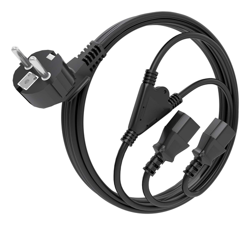 AISENS - CABLE ALIMENTACION CPU, CEE7/M-2xC13/H, NEGRO, 3.0M