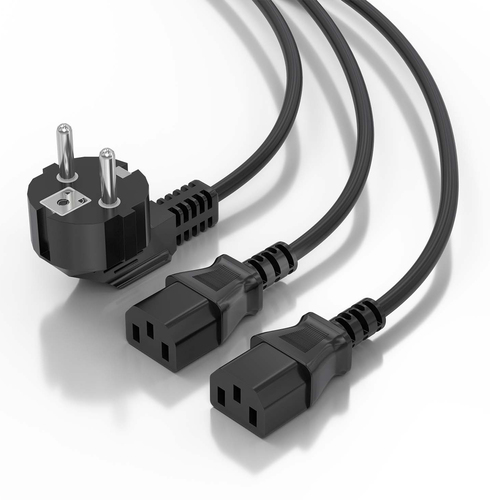 AISENS - CABLE ALIMENTACION CPU, CEE7/M-2xC13/H, NEGRO, 3.0M