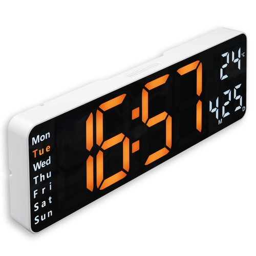 HAMA Reloj de Pared digital c/Termometro Santa Cruz, Blanco