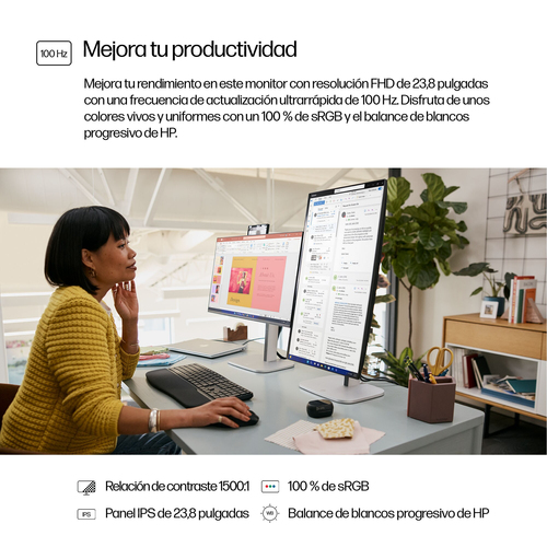 HP Monitor 524PF G5 / 23,8" / FHD / HDMI-DisplayPort-USB(B) / Regulable Altura