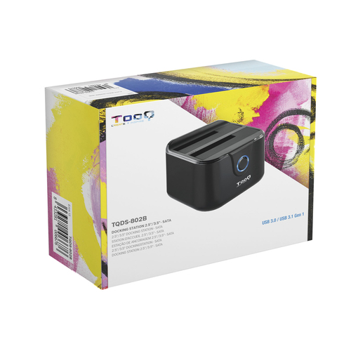 TOOQ DOCK 2xSATA 2,5"/3,5" USB 3.0 CLONE OTB NEGRO