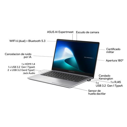 ASUS Portatil ExpertBook P1 P1403CVA-S60623 / i5-13420H / 16GB / 512GB SSD / 14" / FreeDOS