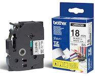 BROTHER Cinta laminada blanco/negro 18mm