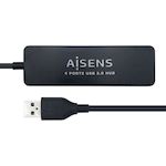 AISENS - HUB USB 2.0, TIPO A/M-4XTIPO A/H, NEGRO, 30CM